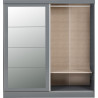 Nevada 2 Door Mirrored Sliding Door Wardrobe Grey Gloss - Home Divine