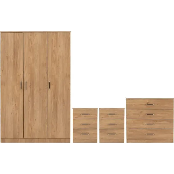 Home Divine Dakota 3 Door Wardrobe Bedroom Set | Premium Quality Furniture