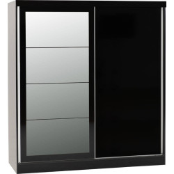 Nevada 2 Door Mirrored Sliding Door Wardrobe Grey Gloss - Home Divine