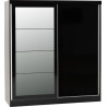 Nevada 2 Door Mirrored Sliding Door Wardrobe Grey Gloss - Home Divine