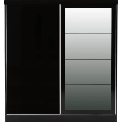 Nevada 2 Door Mirrored Sliding Door Wardrobe Grey Gloss - Home Divine