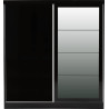 Nevada 2 Door Mirrored Sliding Door Wardrobe Black Gloss - Home Divine