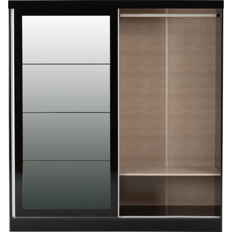 Nevada 2 Door Mirrored Sliding Door Wardrobe Black Gloss - Home Divine