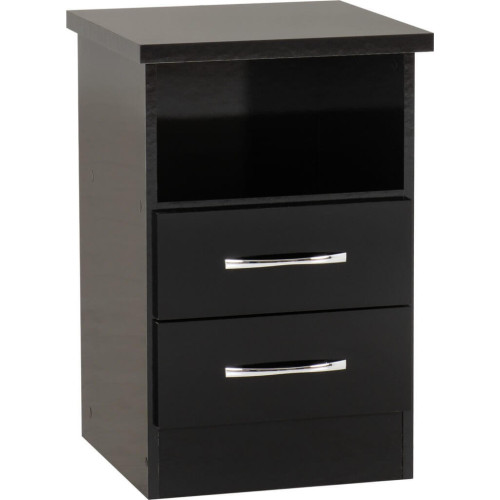 Nevada 2 Drawer Bedside Black Gloss