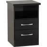 Nevada 2 Drawer Bedside Black Gloss