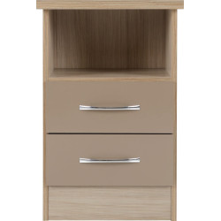 Nevada 2 Drawer Bedside Black Gloss - Home Divine