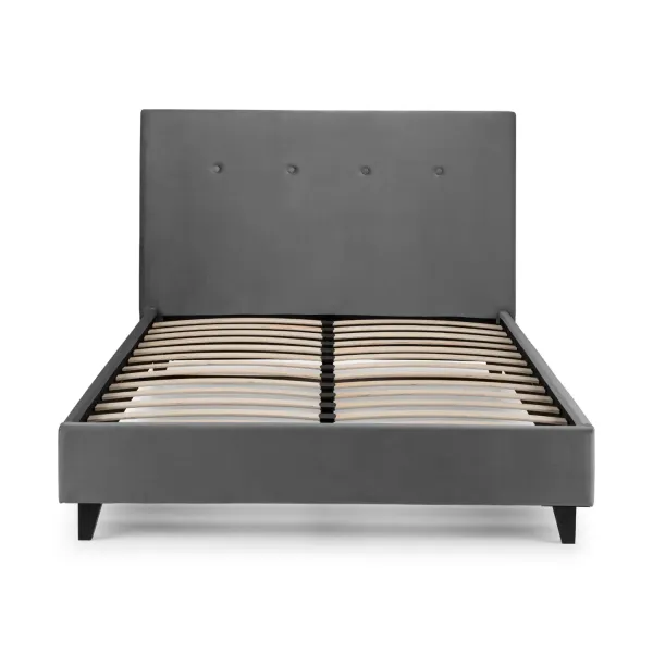 Luxury Shoreditch High Headboard Bed in Slate Grey Velvet | Home Divine