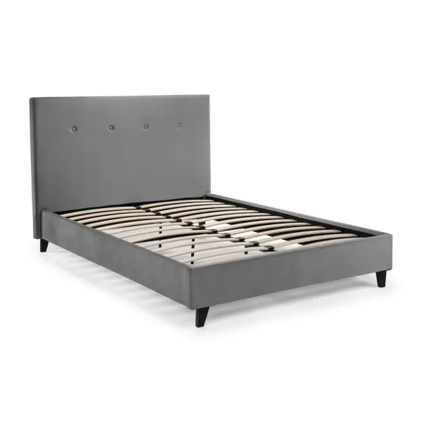 Luxury Shoreditch High Headboard Bed in Slate Grey Velvet | Home Divine