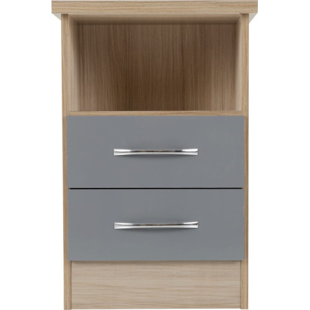 Nevada 2 Drawer Bedside Sonoma Oak Effect - Home Divine