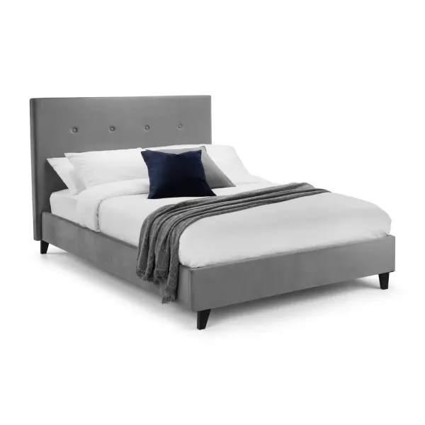 Luxury Shoreditch High Headboard Bed in Slate Grey Velvet | Home Divine