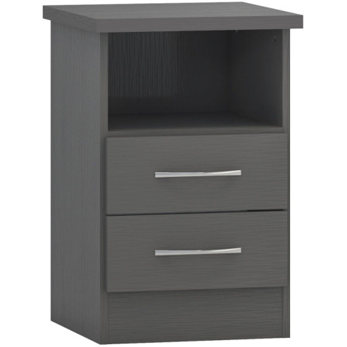 Nevada 2 Drawer Bedside 3D Effect Grey