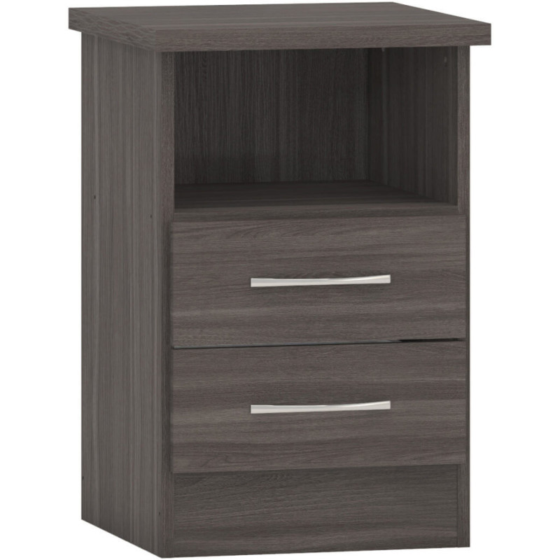 Nevada 2 Drawer Bedside 3D Effect Grey - Home Divine