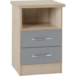 Nevada 2 Drawer Bedside 3D Effect Grey - Home Divine