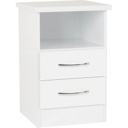 Nevada 2 Drawer Bedside White Gloss