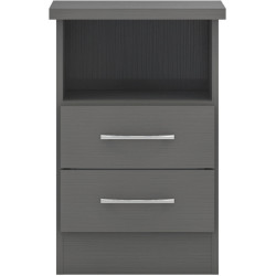 Nevada 2 Drawer Bedside Oyster Gloss/Light Oak Effect Veneer