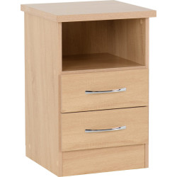 Nevada 2 Drawer Bedside Oyster Gloss/Light Oak Effect Veneer