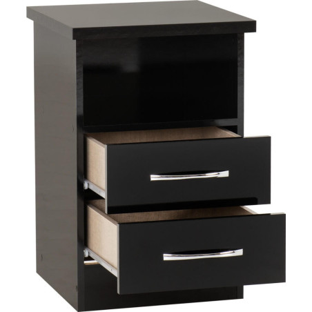 Nevada 2 Drawer Bedside Grey Gloss/Light Oak Effect Veneer
