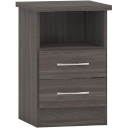 Nevada 2 Drawer Bedside Grey Gloss/Light Oak Effect Veneer