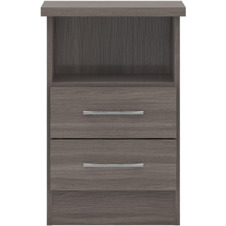 Nevada 2 Drawer Bedside Grey Gloss/Light Oak Effect Veneer