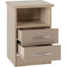 Nevada 2 Drawer Bedside Grey Gloss/Light Oak Effect Veneer
