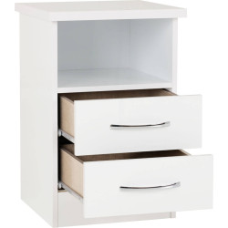 Nevada 2 Drawer Bedside Grey Gloss/Light Oak Effect Veneer