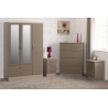 Nevada 3 Door 2 Drawer Mirrored Wardrobe Bedroom Set Grey Gloss/Light Oak Effect Veneer