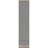 Nevada 1 Door 1 Drawer Wardrobe Grey Gloss/Light Oak Effect Veneer - Home Divine