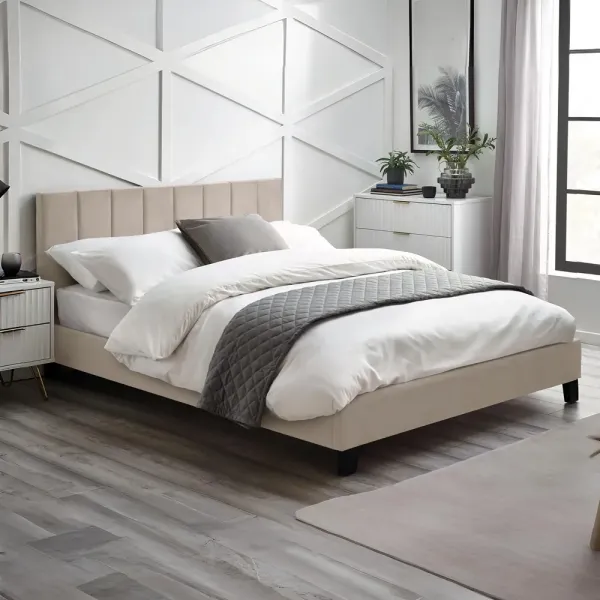 Upgrade Your Bedroom with Home Divine's Luxurious Rosa Velvet Bed in a Box Cream