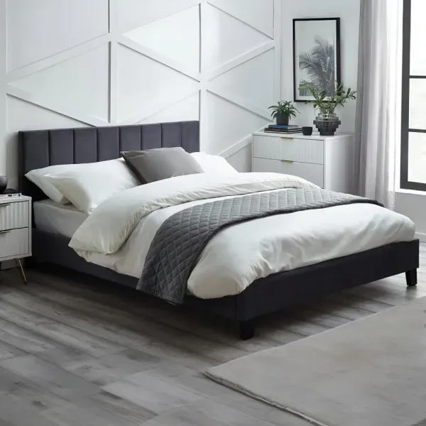 Transform Your Bedroom with Home Divine's Rosa Grey Velvet Bed in a Box