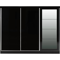 Nevada 3 Door Sliding  Door Wardrobe Black Gloss 243 cm Wide
