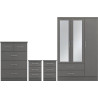 Nevada 3 Door 2 Drawer Mirrored Wardrobe Bedroom Set Oyster Gloss/Light Oak Effect Veneer