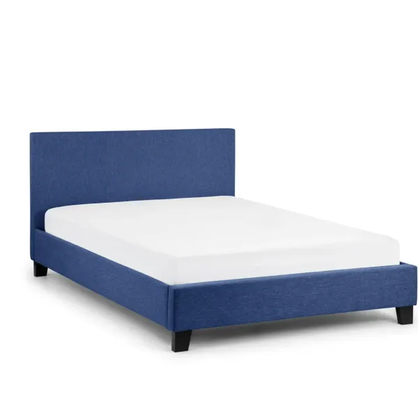 Rialto Dark Blue Linen Fabric Bed Frame - Elevate Your Bedroom | Home Divine