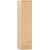 Nevada 1 Door 1 Drawer Wardrobe Grey Gloss/Light Oak Effect Veneer - Home Divine