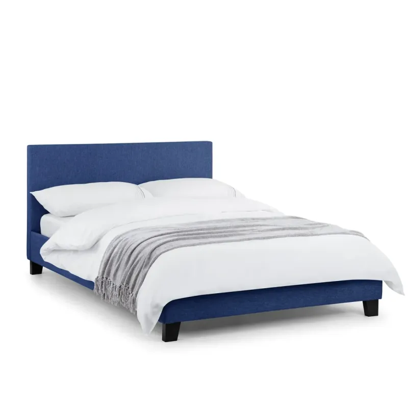 Rialto Dark Blue Linen Fabric Bed Frame - Elevate Your Bedroom | Home Divine
