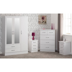 Nevada 3 Door 2 Drawer Mirrored Wardrobe Bedroom Set 3D Effect Grey