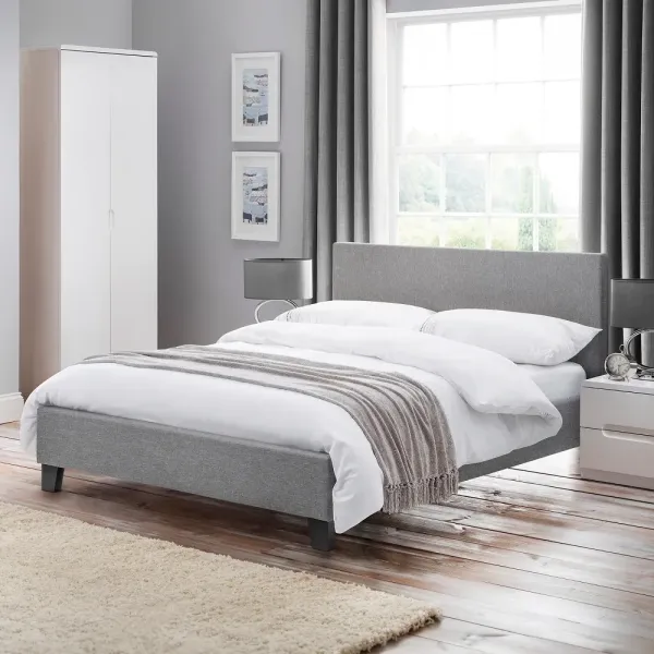 Discover the Luxurious Rialto Light Grey Linen Fabric Bed Frame by Home Divine