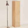 Nevada 1 Door 1 Drawer Wardrobe Grey Gloss/Light Oak Effect Veneer - Home Divine