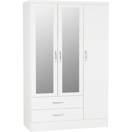 Nevada 3 Door 2 Drawer Mirrored Wardrobe Bedroom Set Sonoma Oak Effect