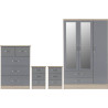 Nevada 3 Door 2 Drawer Mirrored Wardrobe Bedroom Set Rustic Oak Effect