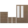 Nevada 3 Door 2 Drawer Mirrored Wardrobe Bedroom Set Rustic Oak Effect