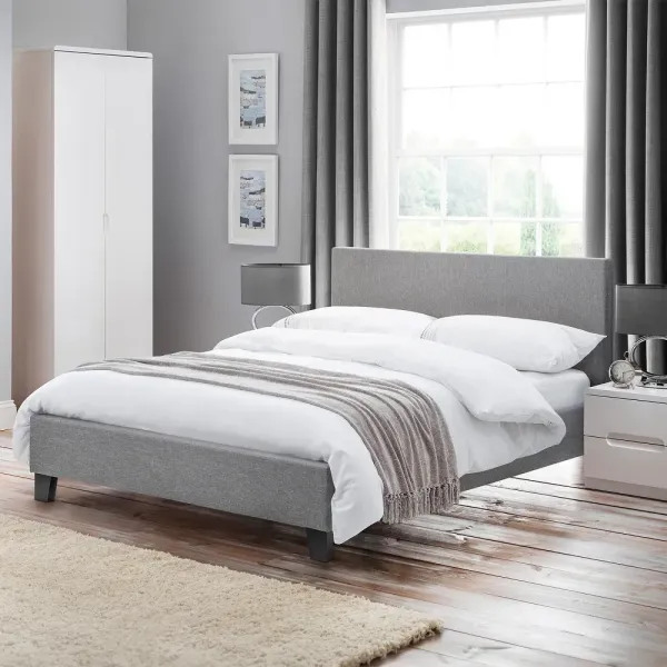 Discover the Luxurious Rialto Light Grey Linen Fabric Bed Frame by Home Divine