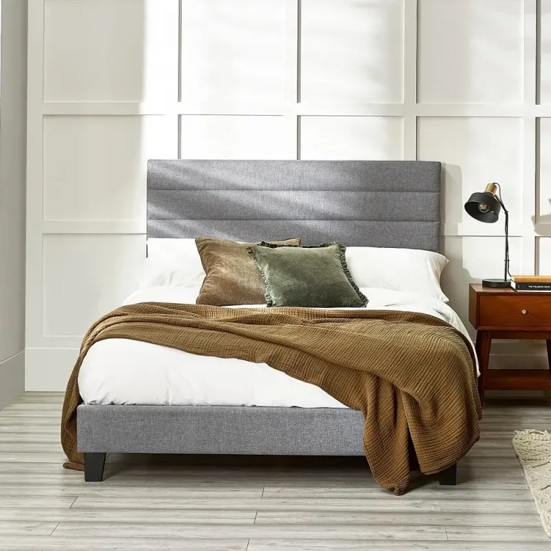 Elevate Your Bedroom with Home Divine's Merida Grey Linen Fabric Bed
