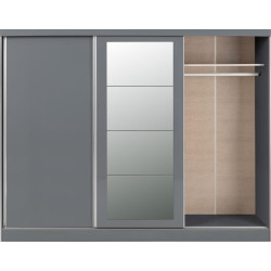 Nevada 3 Door Sliding  Door Wardrobe Grey Gloss 243 cm Wide