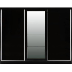 Nevada 3 Door Sliding  Door Wardrobe Grey Gloss 243 cm Wide