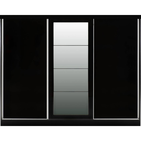 Nevada 3 Door Sliding  Door Wardrobe Grey Gloss 243 cm Wide