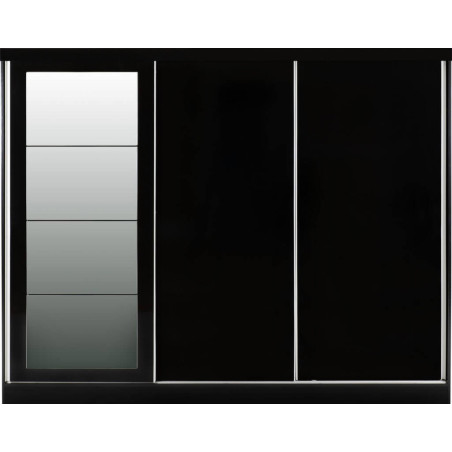 Nevada 3 Door Sliding  Door Wardrobe Grey Gloss 243 cm Wide