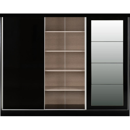 Nevada 3 Door Sliding  Door Wardrobe Grey Gloss 243 cm Wide
