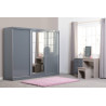 Nevada 3 Door Sliding  Door Wardrobe Grey Gloss 243 cm Wide