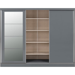 grey sliding wardrobe open view
