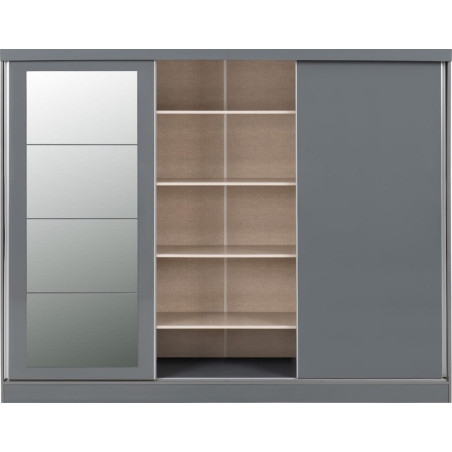 grey sliding wardrobe open view